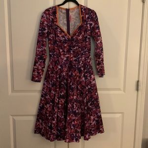 Medium Pinup Girl Clothing purple floral dress